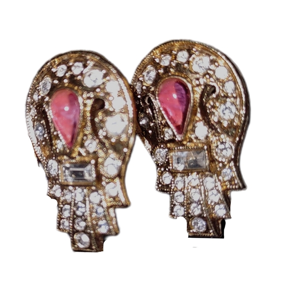 Art Deco Goldtone Fashion Earrings Crystal Baguettes - Picture 11 of 16